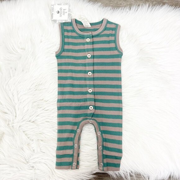 Kate Quinn Baby 0-3 Months Sagebrush Stripe Sleeveless Button Sport Jumpsuit - Picture 1 of 5